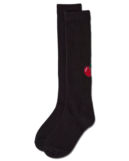 Girls Ribbed Cotton-Blend "Back Cherry" Knee High Sock