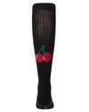 Girls Ribbed Cotton-Blend "Back Cherry" Knee High Sock
