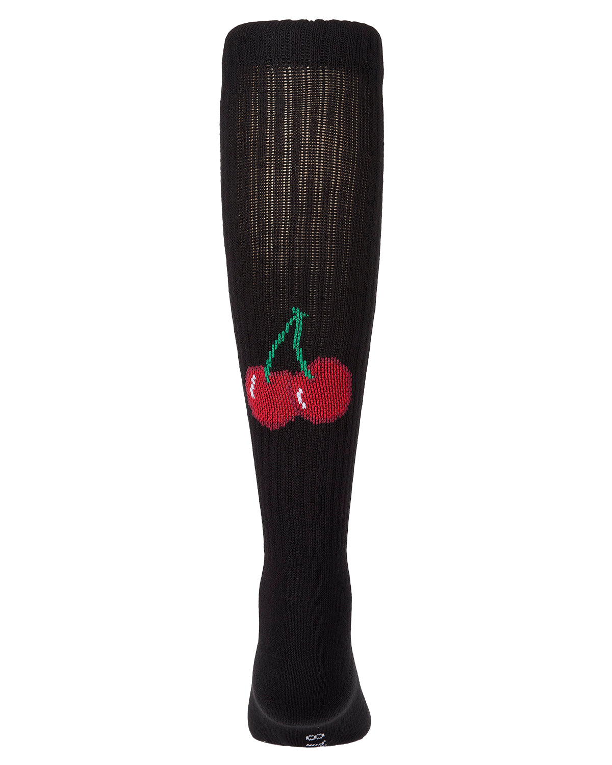 Girls Ribbed Cotton-Blend "Back Cherry" Knee High Sock