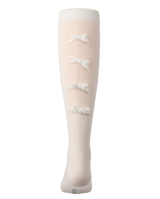 Back Bows Knee High : Color: Winter White