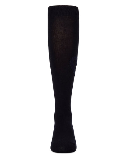 Fuzzy Heart Knee High : Color: Navy
