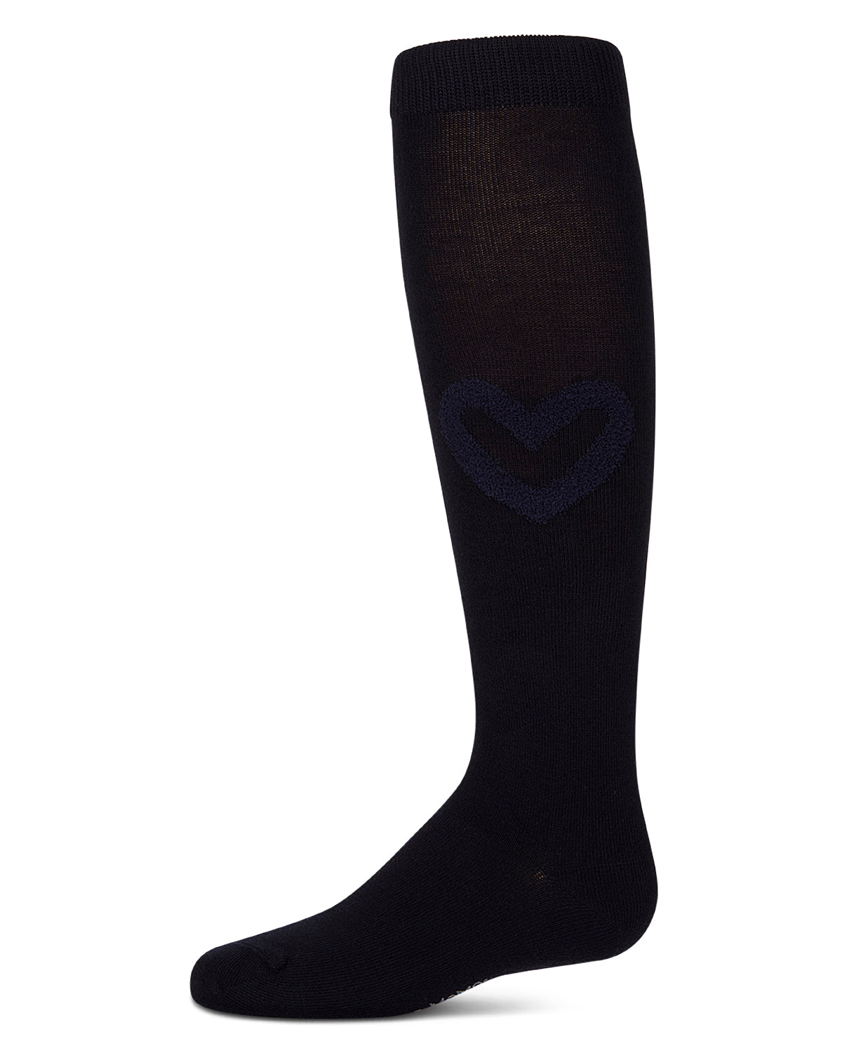 Fuzzy Heart Knee High : Color: Navy