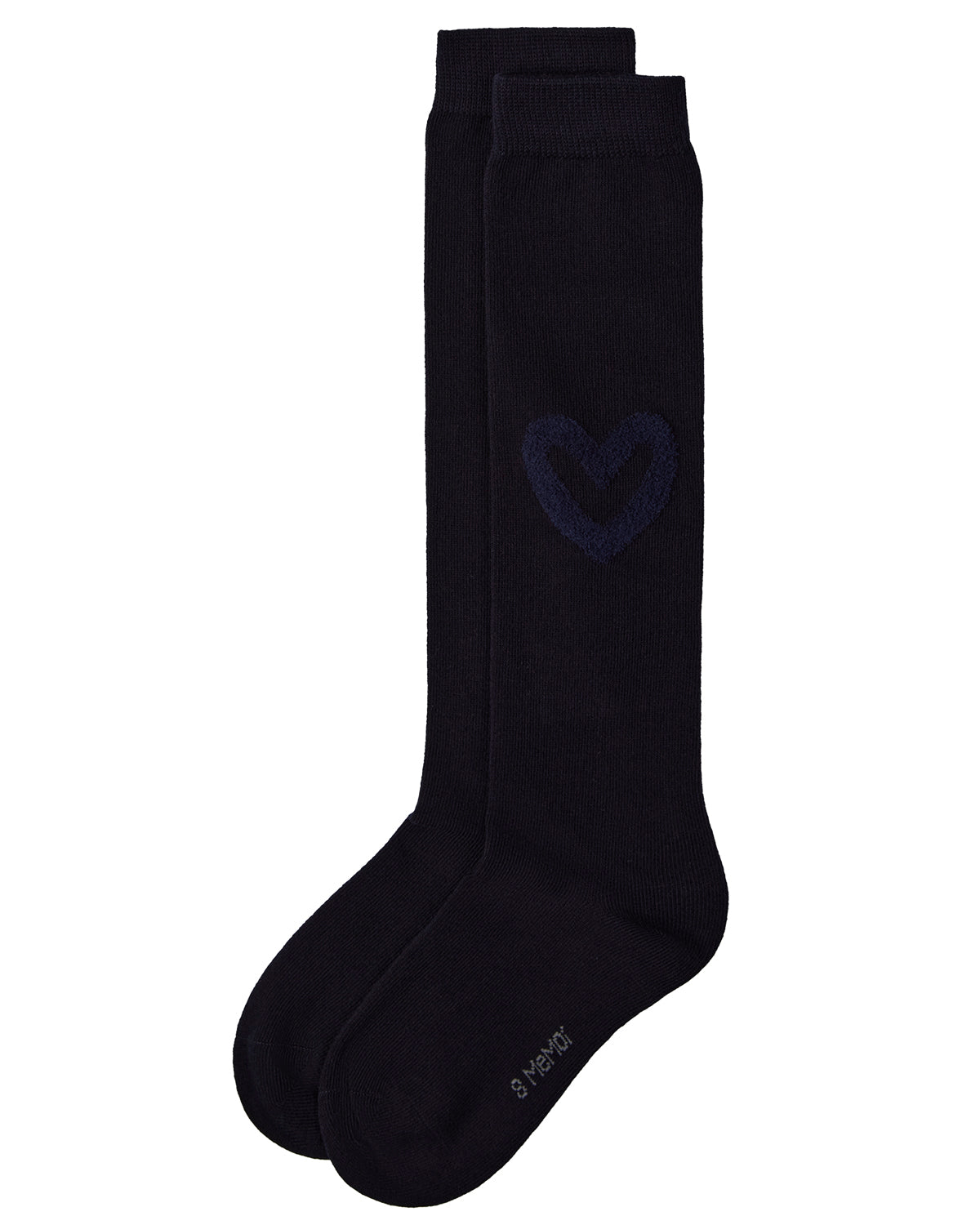 Fuzzy Heart Knee High : Color: Navy