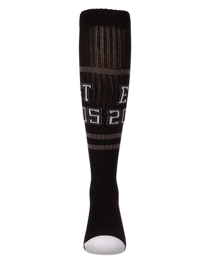 Girls "EST 2005" Ribbed Cotton-Blend Varsity-Stripe Knee High Sock