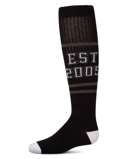 Girls "EST 2005" Ribbed Cotton-Blend Varsity-Stripe Knee High Sock