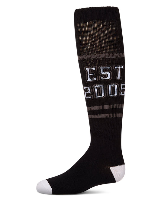 Girls "EST 2005" Ribbed Cotton-Blend Varsity-Stripe Knee High Sock