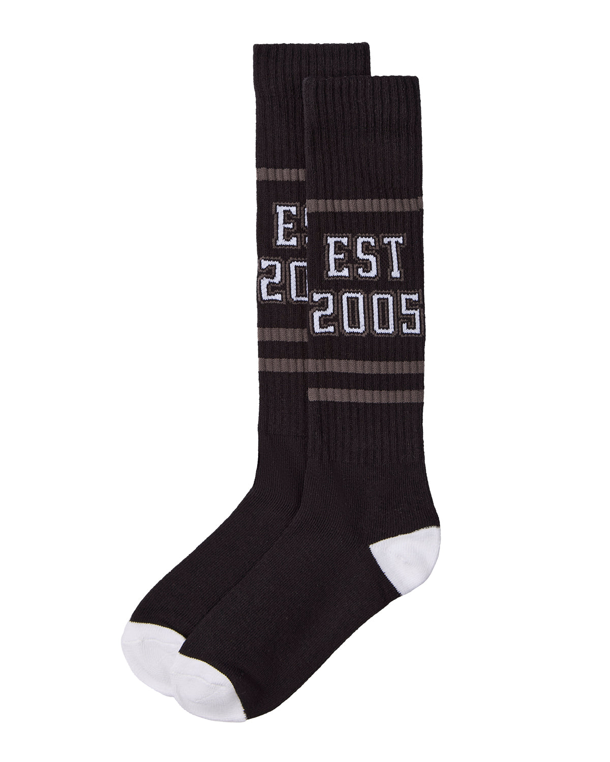 Girls "EST 2005" Ribbed Cotton-Blend Varsity-Stripe Knee High Sock