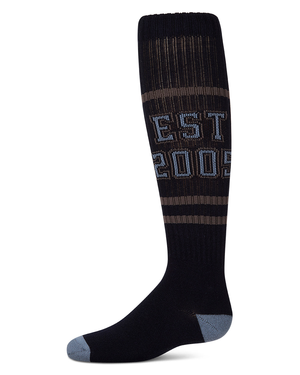 Girls "EST 2005" Ribbed Cotton-Blend Varsity-Stripe Knee High Sock