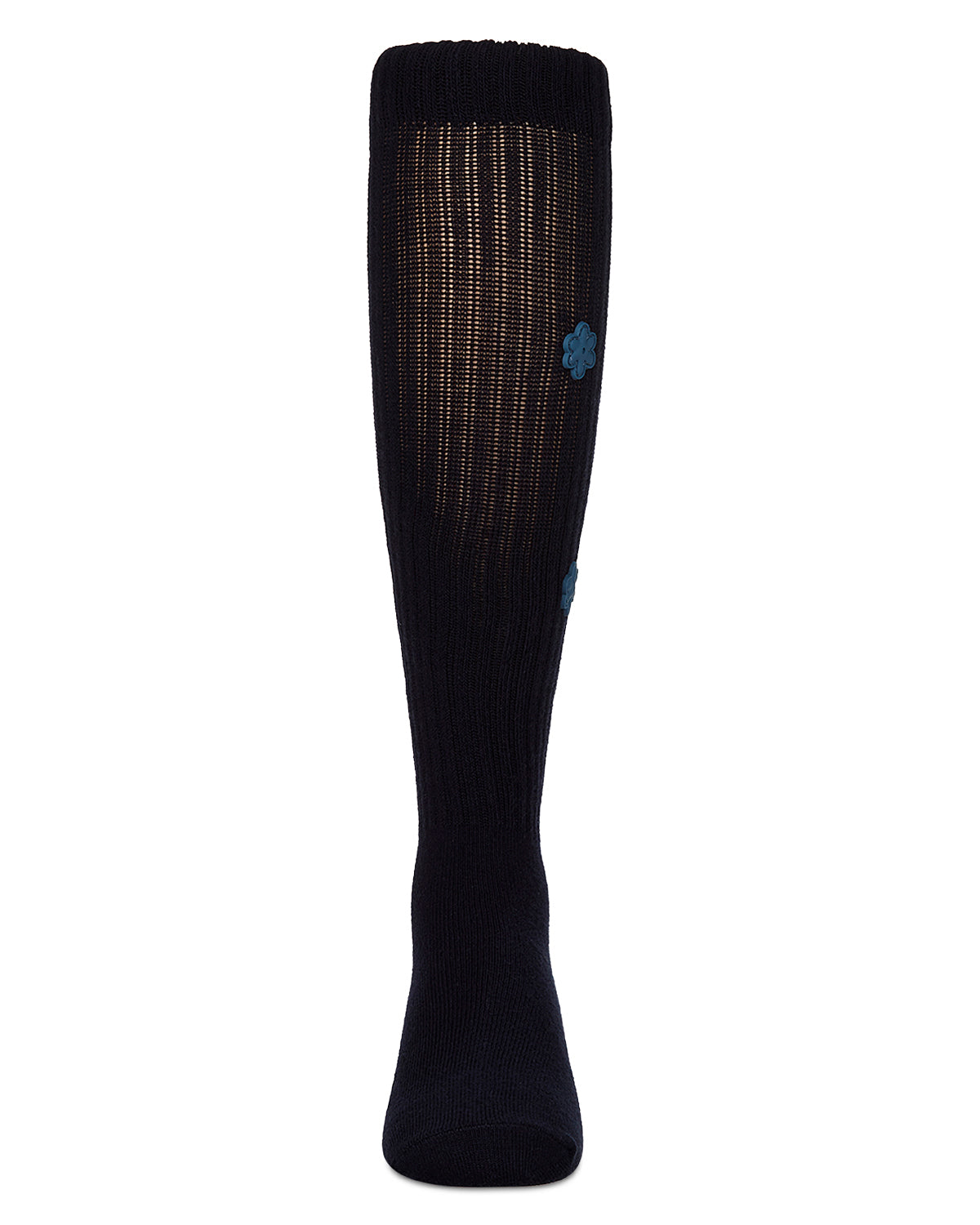Girls Ribbed Cotton-Rich Knee High Sock with 3D Rubber Flower Accents