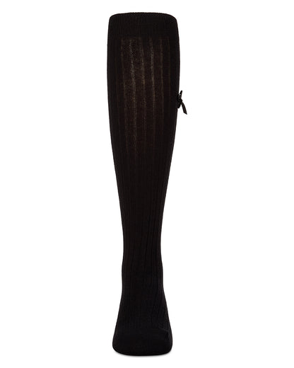 Fancy Logo Bow Knee High : Color: Black