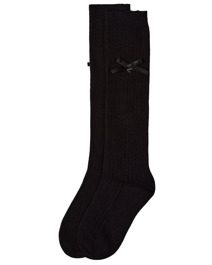 Fancy Logo Bow Knee High : Color: Black