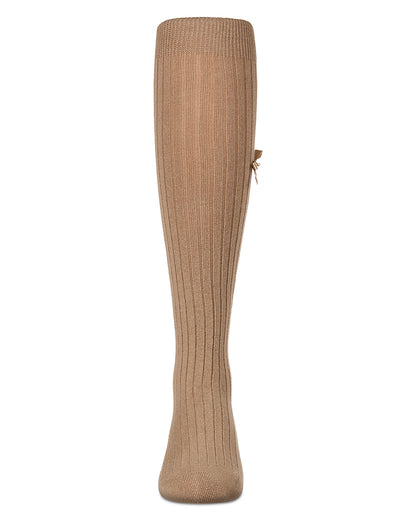 Fancy Logo Bow Knee High : Color: Black