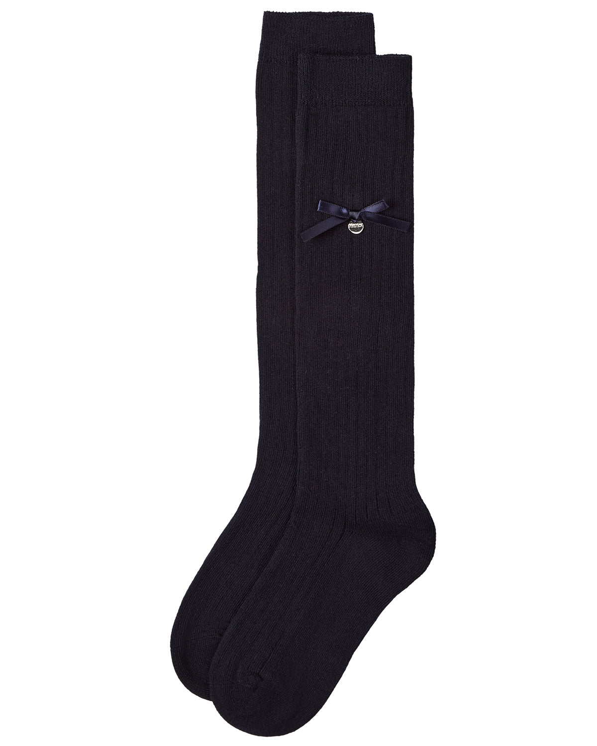 Fancy Logo Bow Knee High : Color: Black