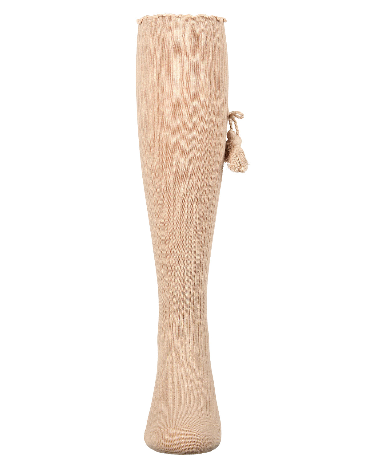 Girls Cotton-Rich Tassle-Bow-Trimmed Lettuce Edge Knee High Sock