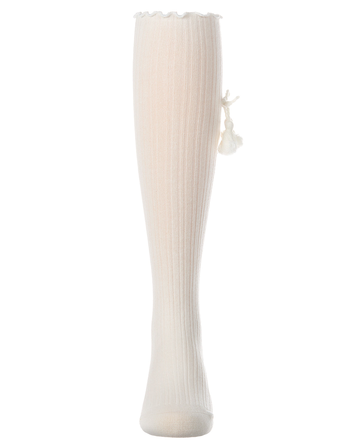 Tassle Bow Knee High : Color: Winter White