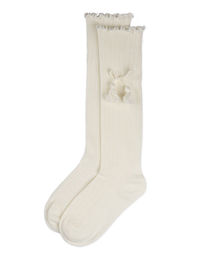 Tassle Bow Knee High : Color: Winter White
