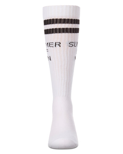 Girls "Summer Of Fun" Cotton Blend Varsity-Stripe Knee High Sock