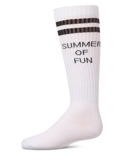 Girls "Summer Of Fun" Cotton Blend Varsity-Stripe Knee High Sock