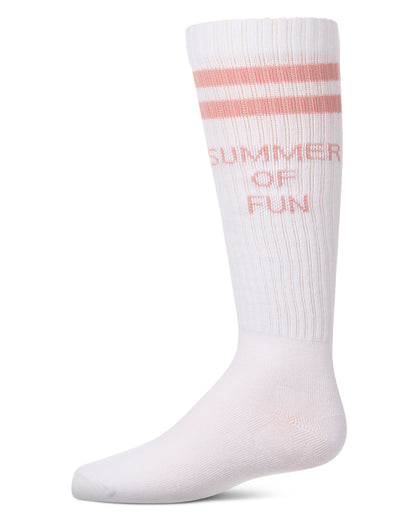 Girls "Summer Of Fun" Cotton Blend Varsity-Stripe Knee High Sock