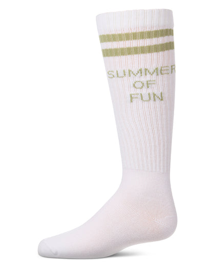 Girls "Summer Of Fun" Cotton Blend Varsity-Stripe Knee High Sock