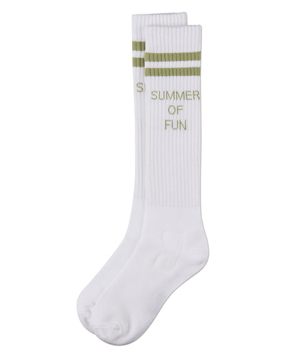 Girls "Summer Of Fun" Cotton Blend Varsity-Stripe Knee High Sock