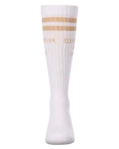 Girls "Summer Of Fun" Cotton Blend Varsity-Stripe Knee High Sock