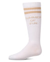 Girls "Summer Of Fun" Cotton Blend Varsity-Stripe Knee High Sock