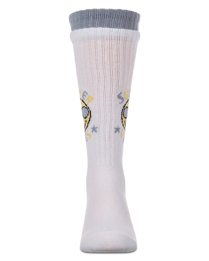 Girls "Summer Vibes" Cotton-Blend Knee High Sock with Faux-Layer Cuffs