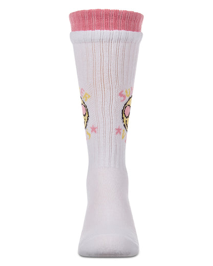 Girls "Summer Vibes" Cotton-Blend Knee High Sock with Faux-Layer Cuffs