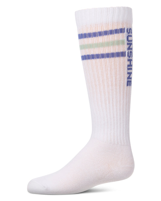Girls "Sunshine" Triple-Stripe Cotton-Blend Ribbed Knee High Sock