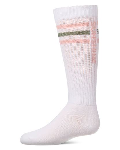 Girls "Sunshine" Triple-Stripe Cotton-Blend Ribbed Knee High Sock