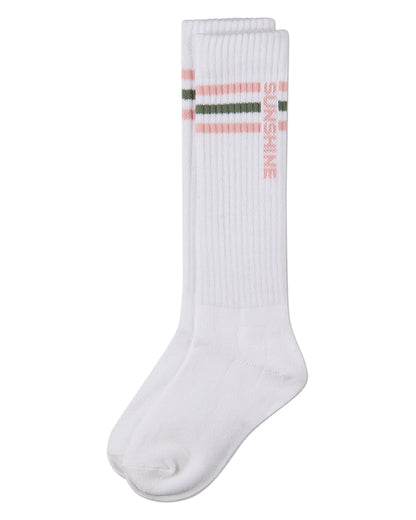 Girls "Sunshine" Triple-Stripe Cotton-Blend Ribbed Knee High Sock