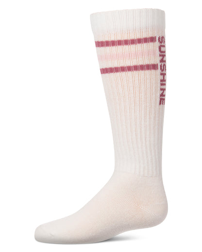 Girls "Sunshine" Triple-Stripe Cotton-Blend Ribbed Knee High Sock