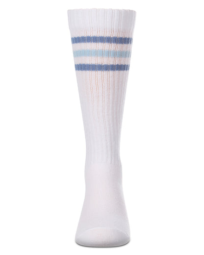 Girls "Dream Big" Triple-Stripe Cotton-Blend Ribbed Varsity Knee Sock