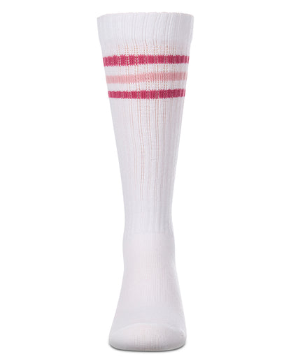 Girls "Dream Big" Triple-Stripe Cotton-Blend Ribbed Varsity Knee Sock