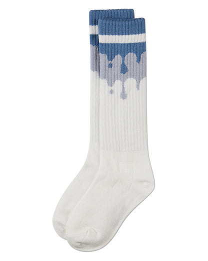 Girls "Paint Drip" Ribbed Cotton-Blend Novelty Knee High Sock