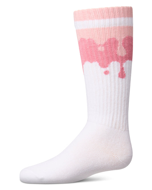 Girls "Paint Drip" Ribbed Cotton-Blend Novelty Knee High Sock