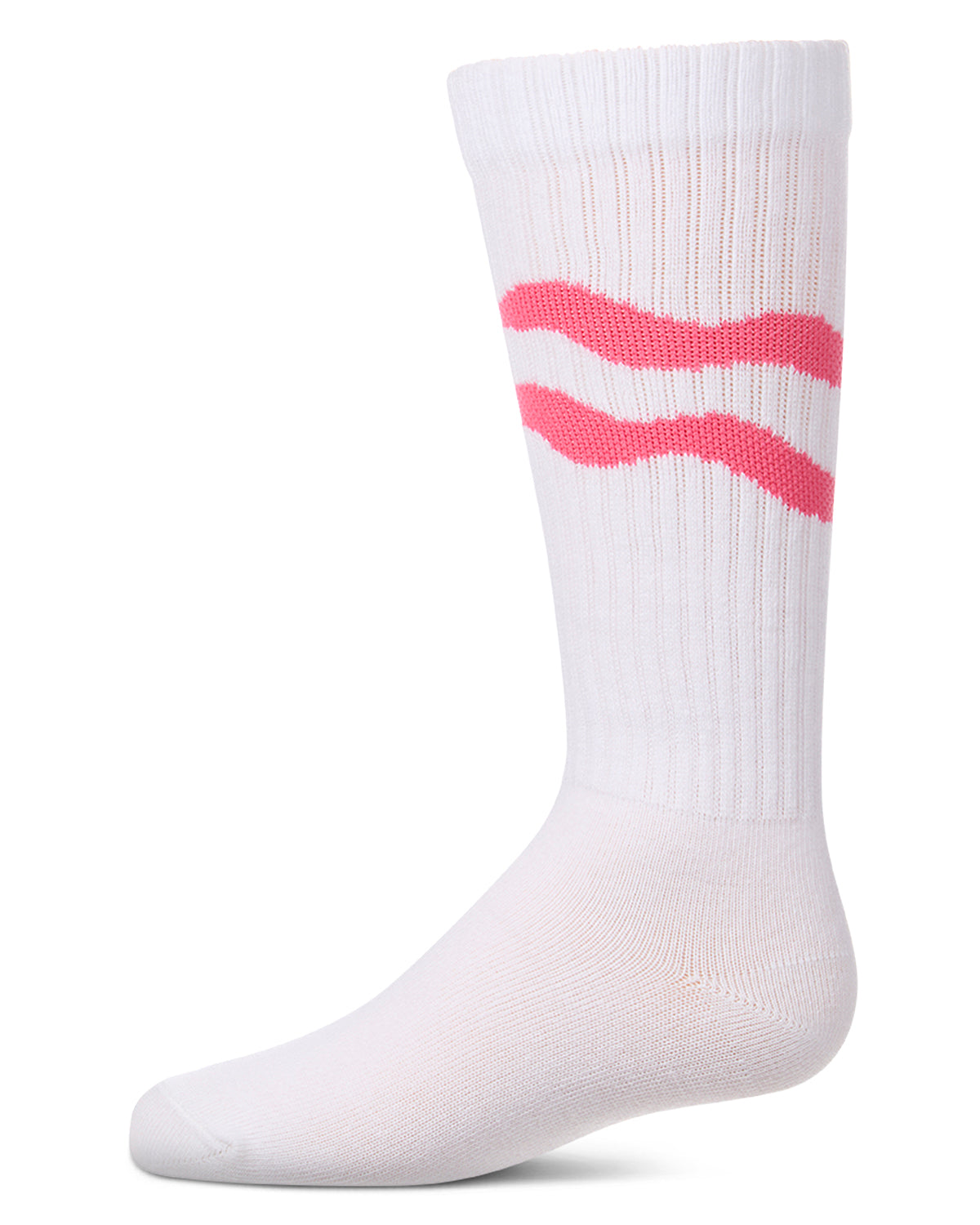Girls "Double Wave" Ribbed Cotton-Blend Knee High Sock