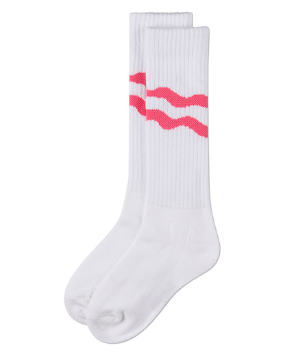 Girls "Double Wave" Ribbed Cotton-Blend Knee High Sock