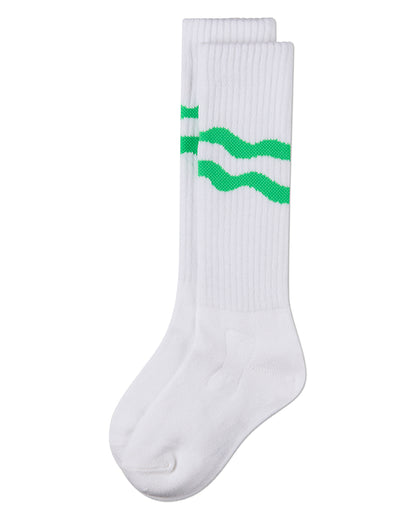 Girls "Double Wave" Ribbed Cotton-Blend Knee High Sock