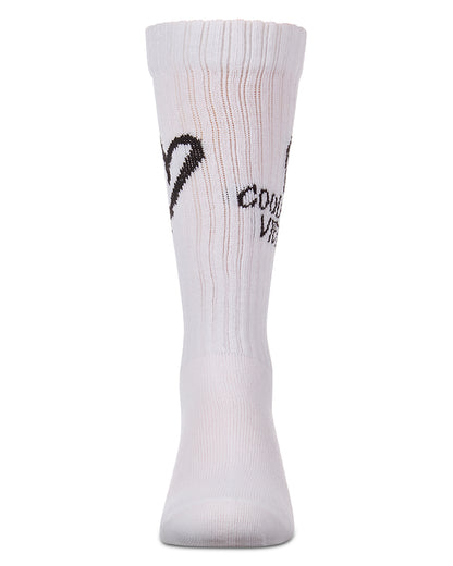 Girls "Good Vibes Heart" Ribbed Cotton Blend Knee High Sock