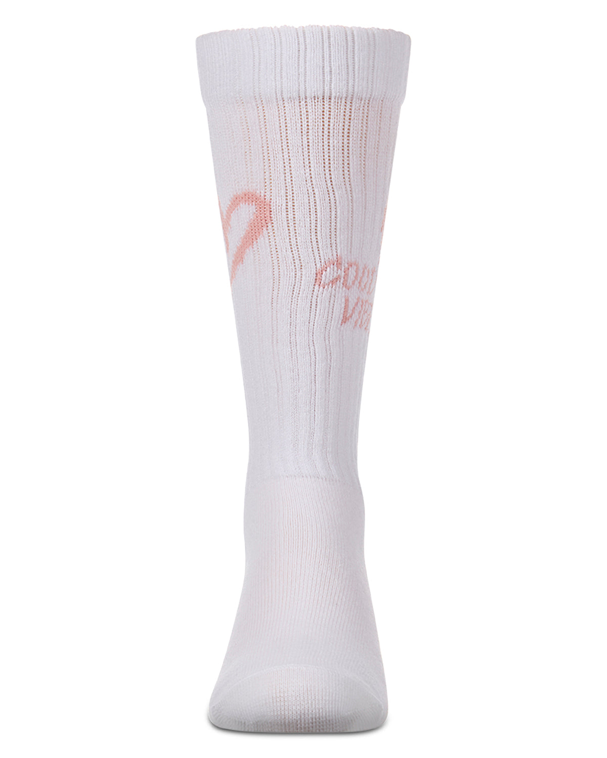 Girls "Good Vibes Heart" Ribbed Cotton Blend Knee High Sock