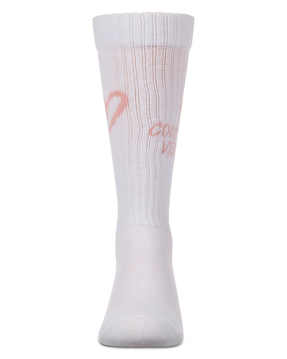 Girls "Good Vibes Heart" Ribbed Cotton Blend Knee High Sock