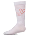 Girls "Good Vibes Heart" Ribbed Cotton Blend Knee High Sock