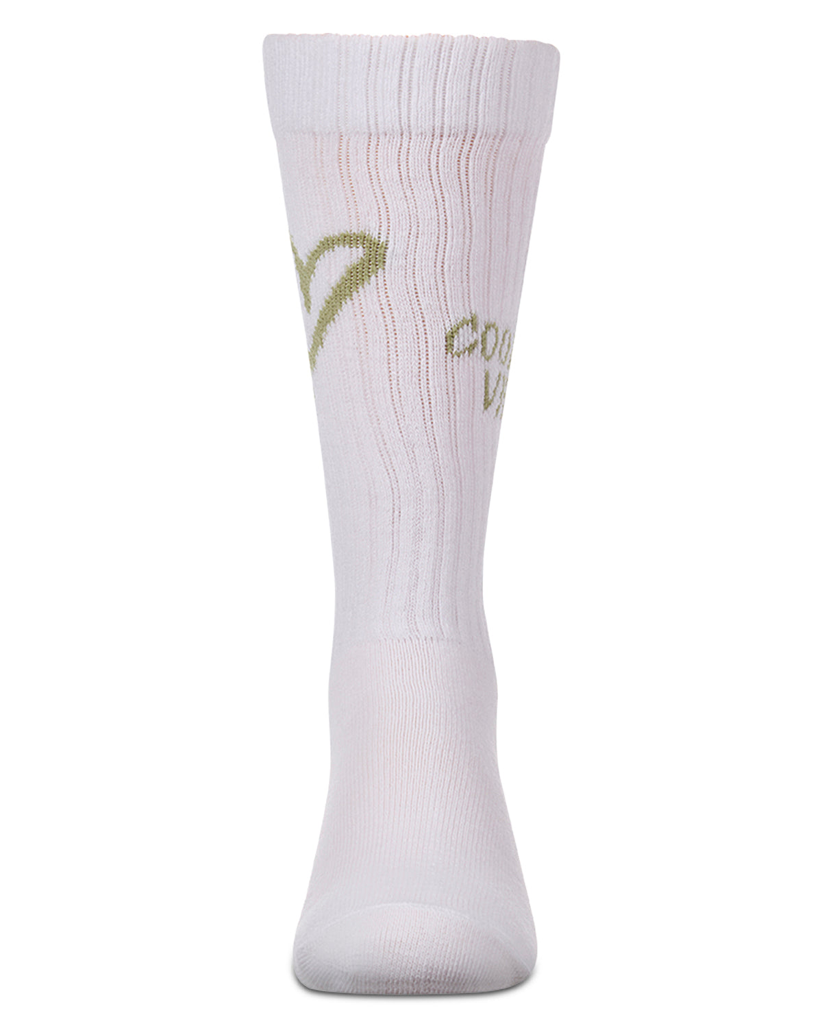 Girls "Good Vibes Heart" Ribbed Cotton Blend Knee High Sock