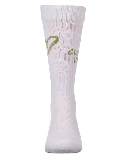 Girls "Good Vibes Heart" Ribbed Cotton Blend Knee High Sock