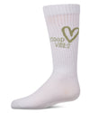 Girls "Good Vibes Heart" Ribbed Cotton Blend Knee High Sock