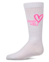 Girls "Good Vibes Heart" Ribbed Cotton Blend Knee High Sock