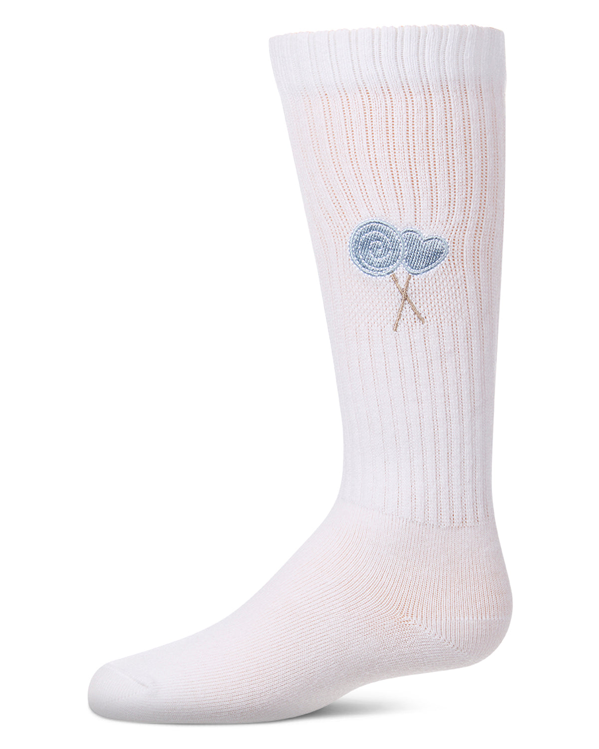 Girls "Embroidered Lollypop" Ribbed Cotton-Blend Knee High Sock