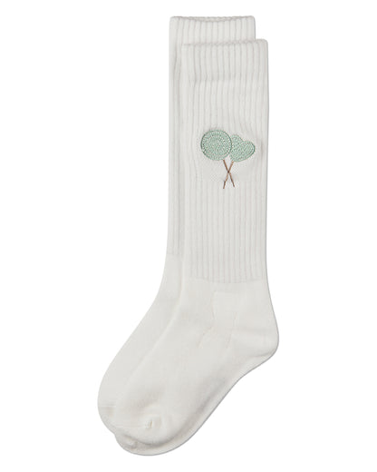 Girls "Embroidered Lollypop" Ribbed Cotton-Blend Knee High Sock